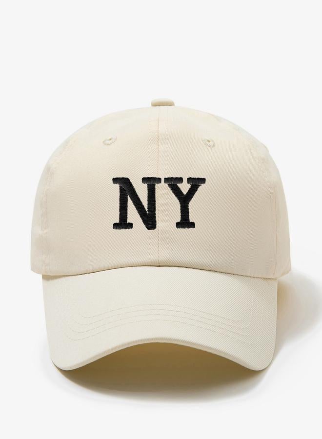 Take Two Beige Slogan Embroidery Baseball Cap - Image 1