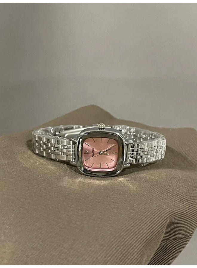 NAIDU Women's Small Square Watch Stylish Fashionable Vintage Design Stainless Steel Quartz Wristwatch Suitable for Everyday Wear - Image 5