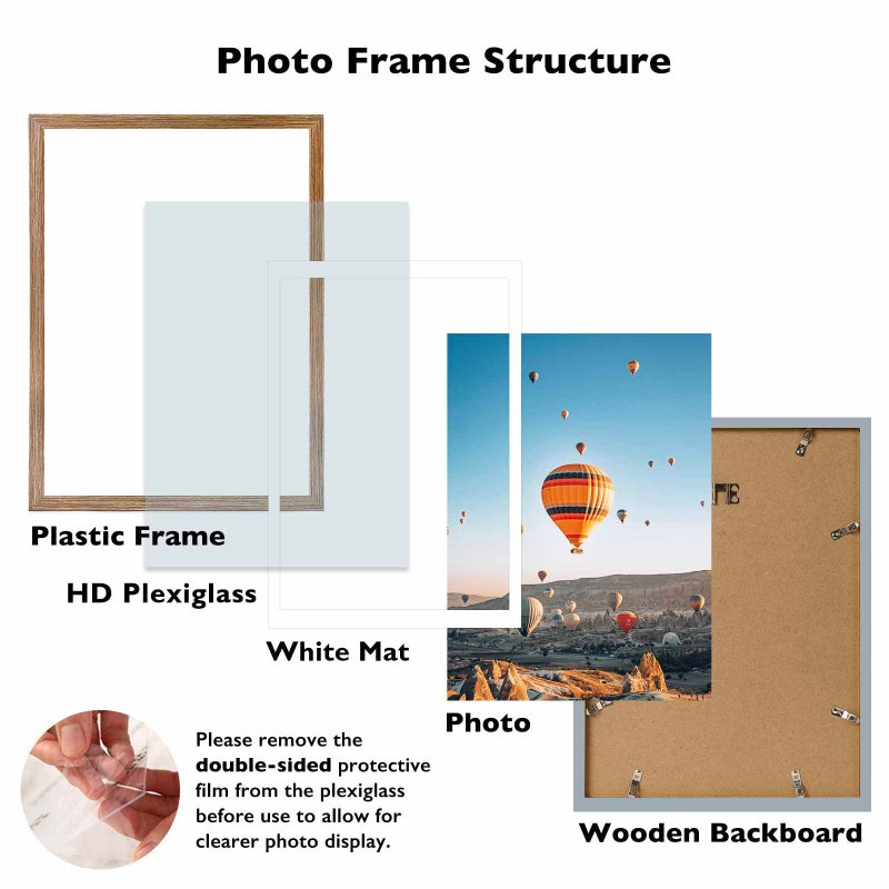 JCJMY 12x16 Picture Frame with 10x14 Mat for 30 x 40cm Diamond Art Painting, Display Photo 10x14 with Mat or 12 x 16 Without Mat, Wall Hanging Large Frame with Durable Plexiglass, Rustic Brown - Image 2