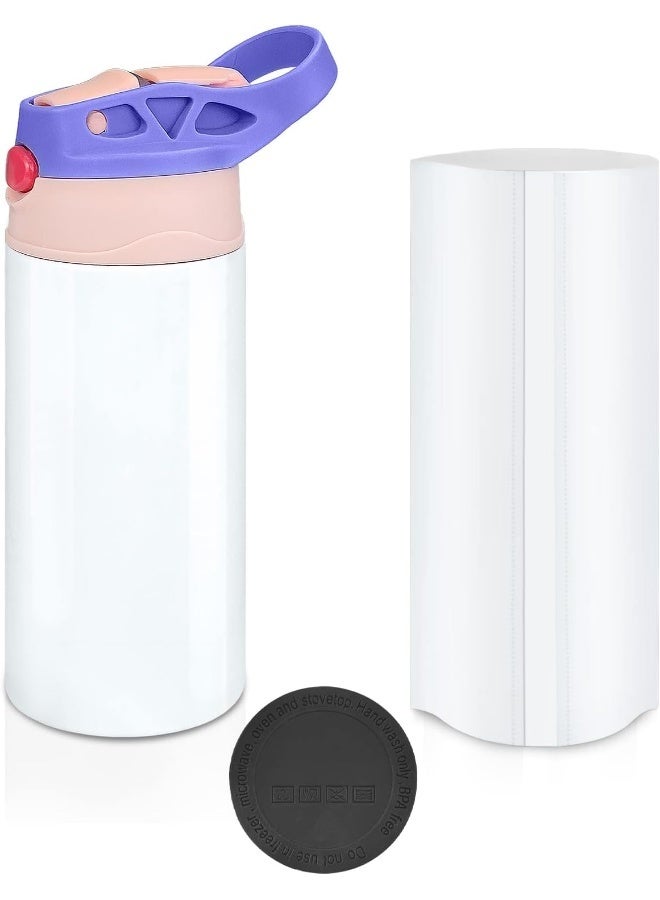 XccMe Kids Sublimation Tumbler, 12oz Sublimation Water Bottle Blanks, Straight Stainless Steel Toddler Sippy Cup, Double Wall Insulated Sippy Tumbler with Handle, Shrink Films, Leak Proof (Purple) - Image 1