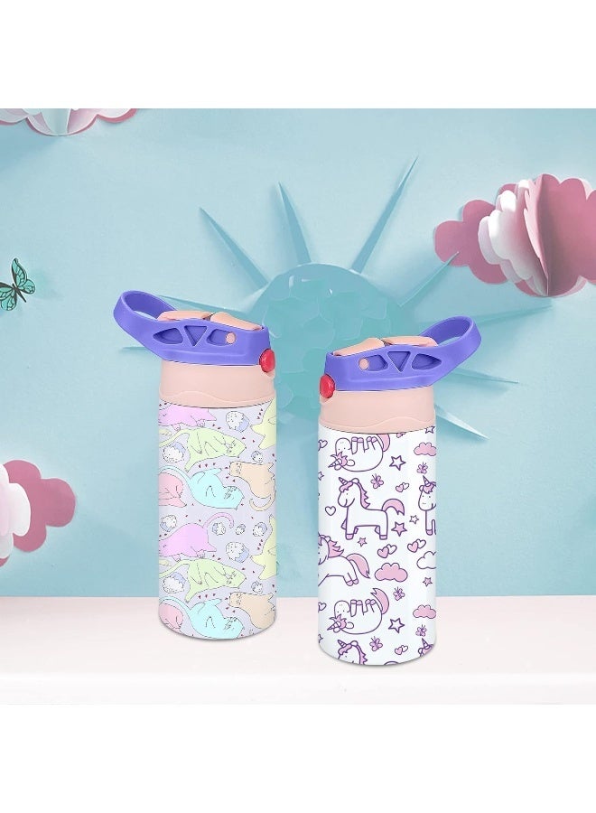 XccMe Kids Sublimation Tumbler, 12oz Sublimation Water Bottle Blanks, Straight Stainless Steel Toddler Sippy Cup, Double Wall Insulated Sippy Tumbler with Handle, Shrink Films, Leak Proof (Purple) - Image 2