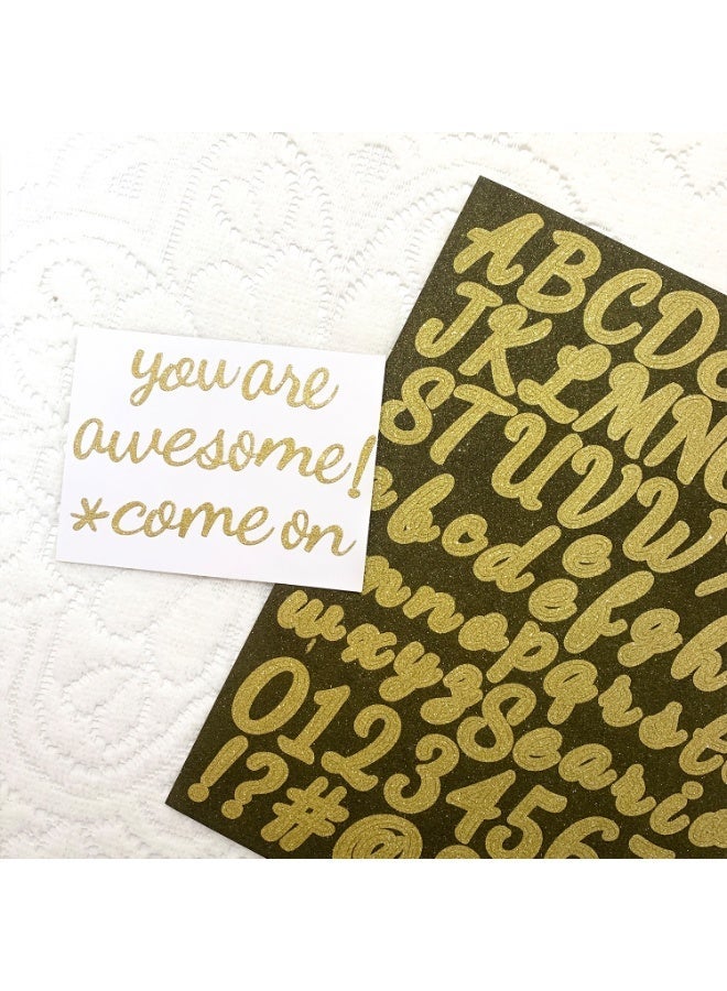 4-Pack Gold/Silver Glitter Alphabet Number Stickers, DIY Personalized Decals for Water Bottles & Journals - Image 5