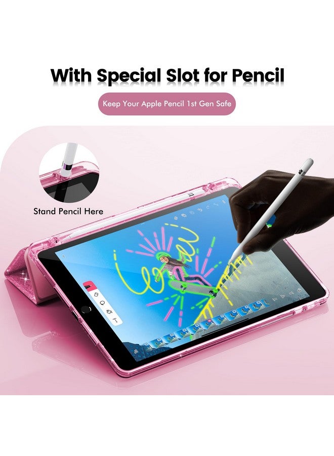 إنفيلاند جراب إنفيلاند لجهاز آيباد الجيل التاسع 2021/ آيباد الجيل الثامن 2020/ آيباد الجيل السابع 2019 مقاس 10.2 بوصة، غطاء لامع بظهر شفاف، حامل أقلام للأطفال البنات، وردي - Image 4