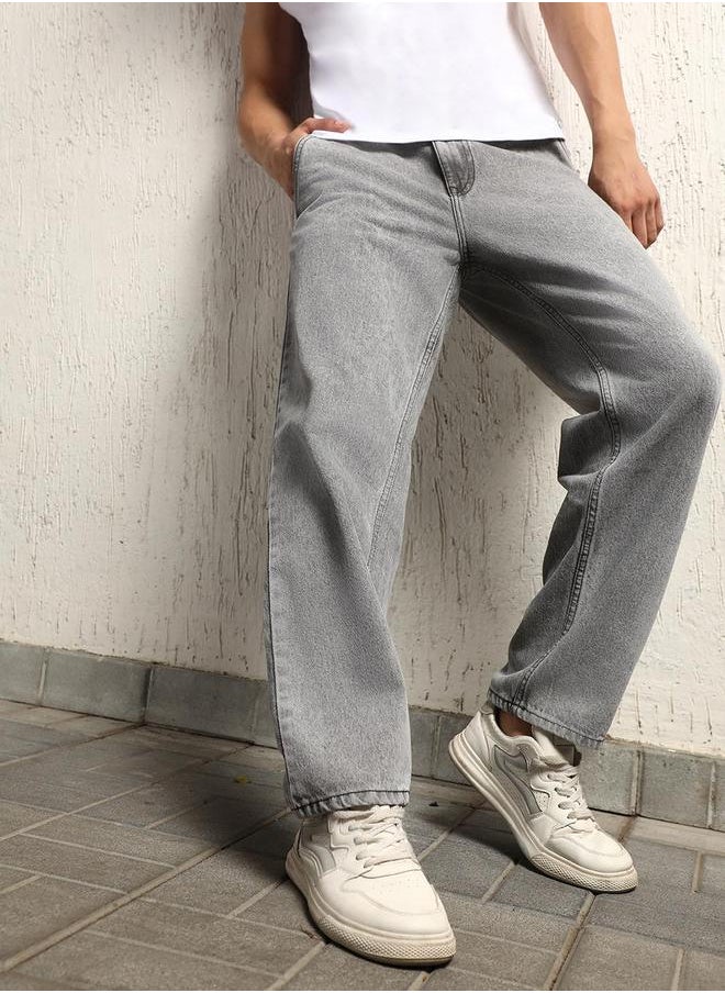 Hubberholme - Mid Rise Regular Fit Faded Jeans by Styli - Image 1