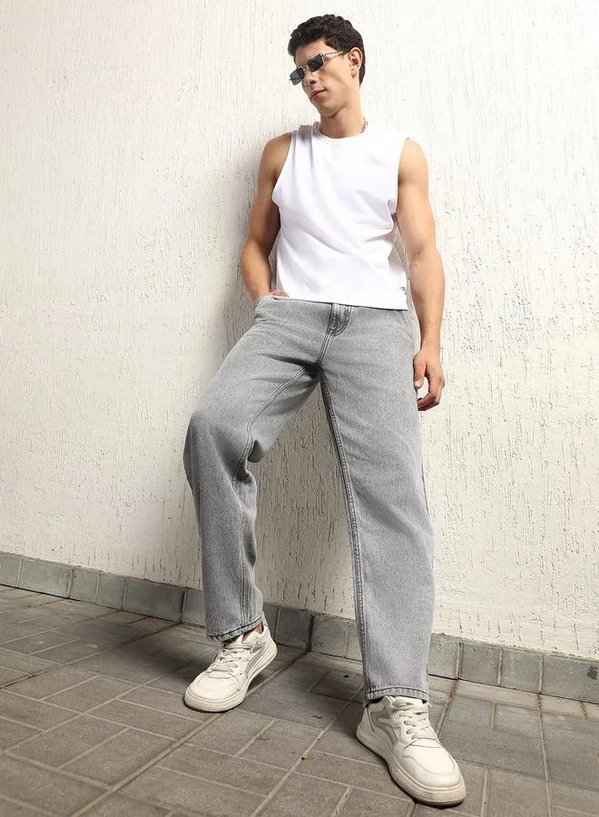 Hubberholme Mid Rise Regular Fit Faded Jeans by Styli