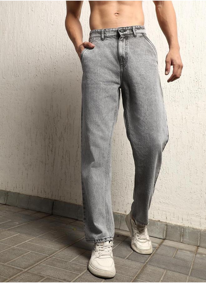 Hubberholme - Mid Rise Regular Fit Faded Jeans by Styli - Image 1