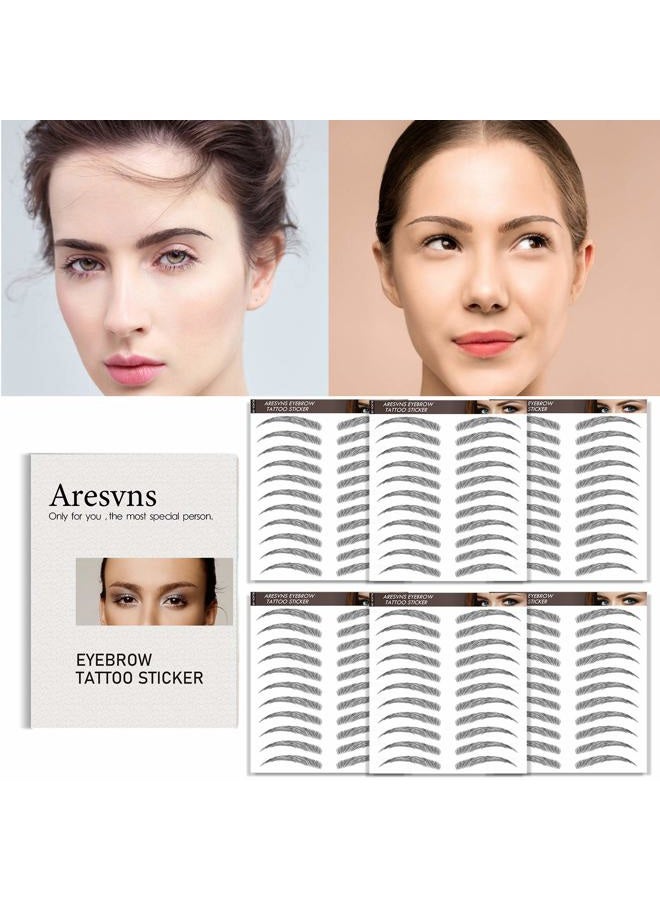 Aresvns تاتو حواجب أسود 66 زوجًا! حواجب مزيفة واقعية محسّنة جديدة 4D مقاومة للماء وطويلة الأمد 3-5 أيام، ملصق تاتو حواجب، ملصقات مكياج حواجب شائعة، هدية عيد الميلاد - Image 2