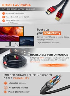 HDMI Cable 4K @ 30Hz | 2-Year Warranty | 2m Cable | HDMI 1.4 High-Speed | 24K Gold-Plated Connectors | Supports 1080p, 3D, 4K & 8K - pzsku/Z3277F0227BB8FDE07734Z/45/_/1736164836/5e06c0c7-8cba-4b1e-8ecd-b696288ab574