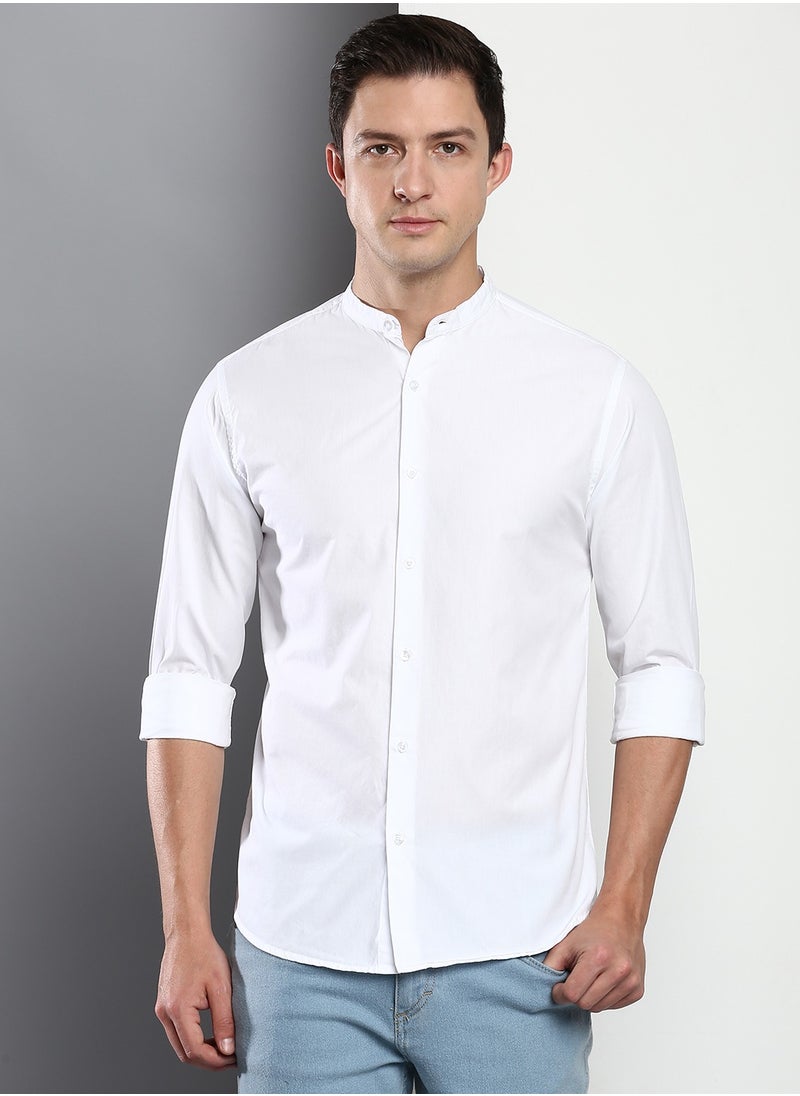Dennis Lingo Men's White Slim Fit Casual Spread Shirt  - Image 1