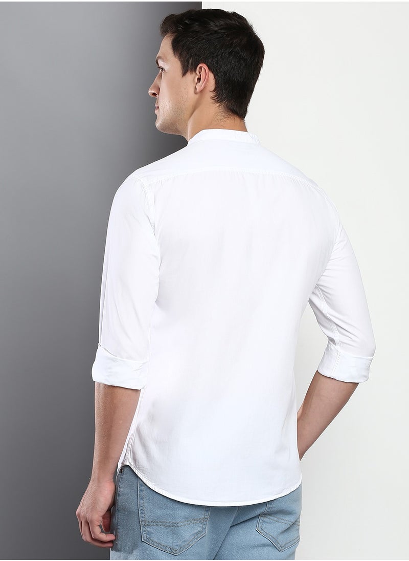 Dennis Lingo Men's White Slim Fit Casual Spread Shirt  - Image 5
