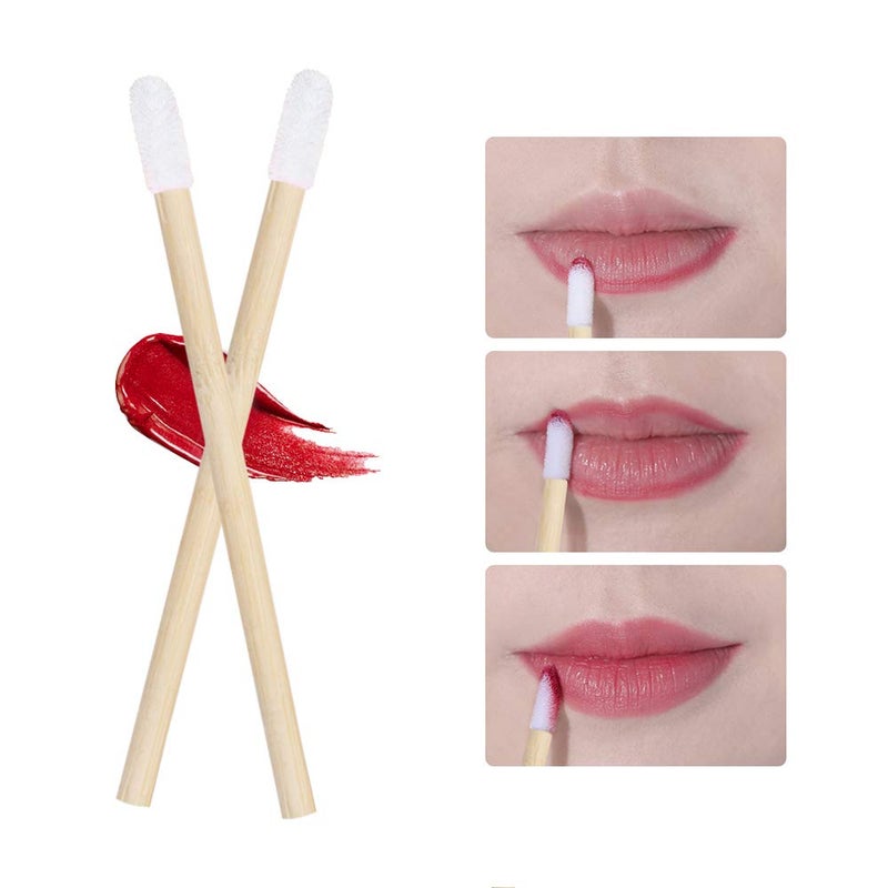 MyAoKuE-UP 100pcs Lip Gloss Wands Disposable Bamboo Handle Lip Brushes Lipstick Applicator Makeup Tool - Image 5