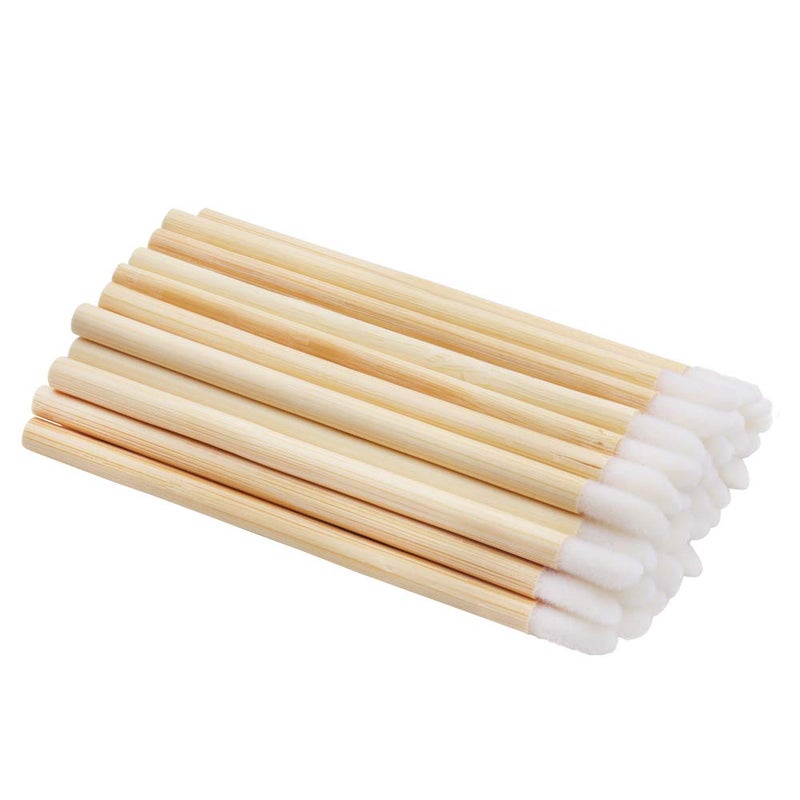 MyAoKuE-UP 100pcs Lip Gloss Wands Disposable Bamboo Handle Lip Brushes Lipstick Applicator Makeup Tool - Image 1