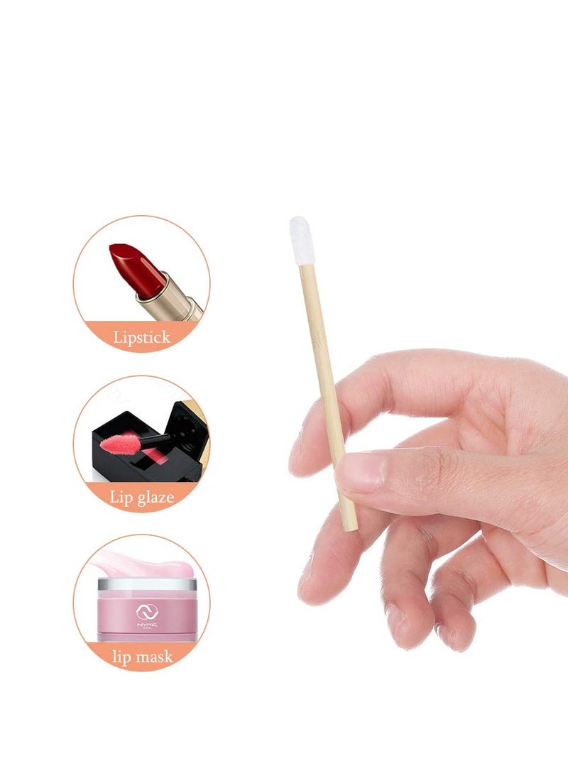 MyAoKuE-UP 100 Pieces Disposable Lip Brushes Multifunctional Beauty Makeup Brush Lipstick Gloss Eyeshadow Applicator Smudge Cosmetic Tool Set  - Image 4