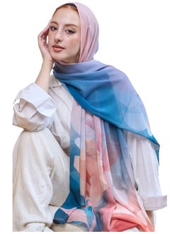 Multicolored crepe chiffon scarf with digital print