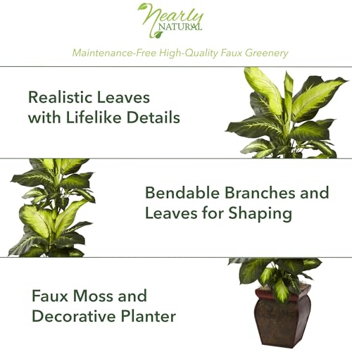 Nearly Natural Golden Dieffenbachia with Decorative Planter - Image 4