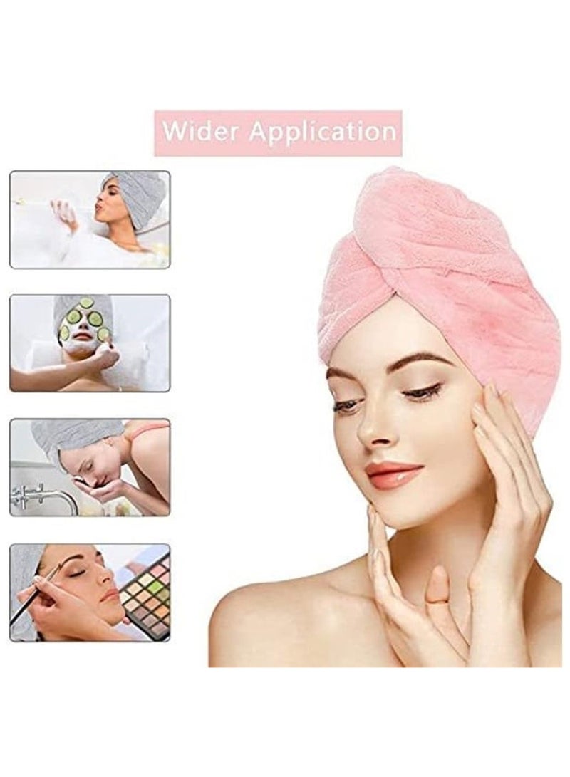 gem Microfiber Hair Wrap Bath Towel - 2pcs Set Pink - Image 1