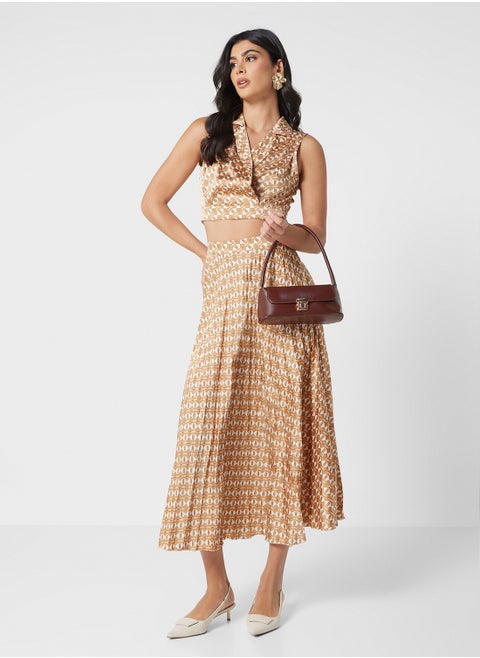 Geometrical Print Crop Top & Skirt Set
