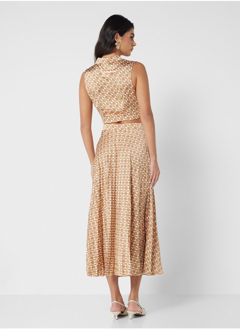 ELLA - Geometrical Print Crop Top & Skirt Set - Image 1