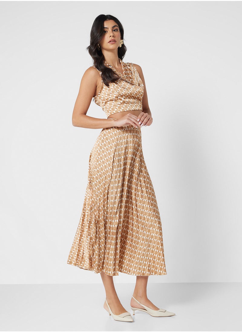 ELLA - Geometrical Print Crop Top & Skirt Set - Image 1