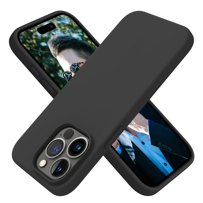 OTOFLY Designed for iPhone 15 Pro Case, Silicone Shockproof Slim Thin Phone Case for iPhone 15 Pro 6.1 inch, (Black) - Image 1