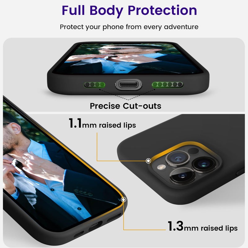 OTOFLY Designed for iPhone 15 Pro Case, Silicone Shockproof Slim Thin Phone Case for iPhone 15 Pro 6.1 inch, (Black) - Image 4