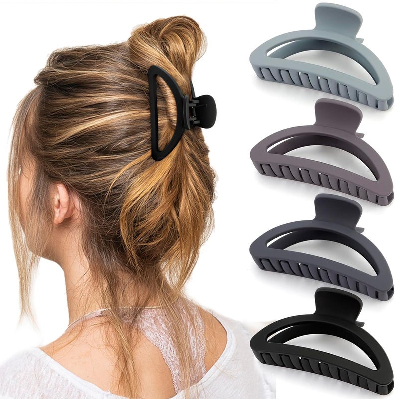 Canitor Hair Clips Set 4 Neutral Matte Claw Clips for Thin Medium and Thick Hair  Semicircle Cute Small Design for Women
