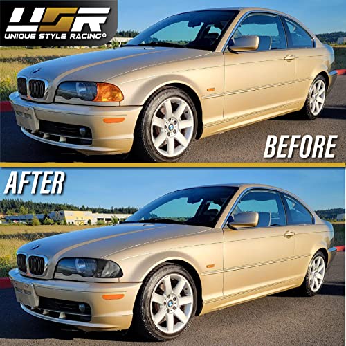 USR UNIQUE STYLE RACING DEPO 00-01 E46 2D Cornering Lights - OE Euro Smoke Clip-On Corner Turn Signal Lamps (Left + Right) Compatible with 2000-2001 BMW E46 3 Series 2 Doors Coupe/Convertible (Smoked Lens w/ 2 Amber Bulbs) - Image 5