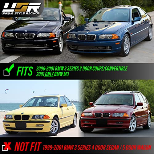 USR UNIQUE STYLE RACING DEPO 00-01 E46 2D Cornering Lights - OE Euro Smoke Clip-On Corner Turn Signal Lamps (Left + Right) Compatible with 2000-2001 BMW E46 3 Series 2 Doors Coupe/Convertible (Smoked Lens w/ 2 Amber Bulbs) - Image 3