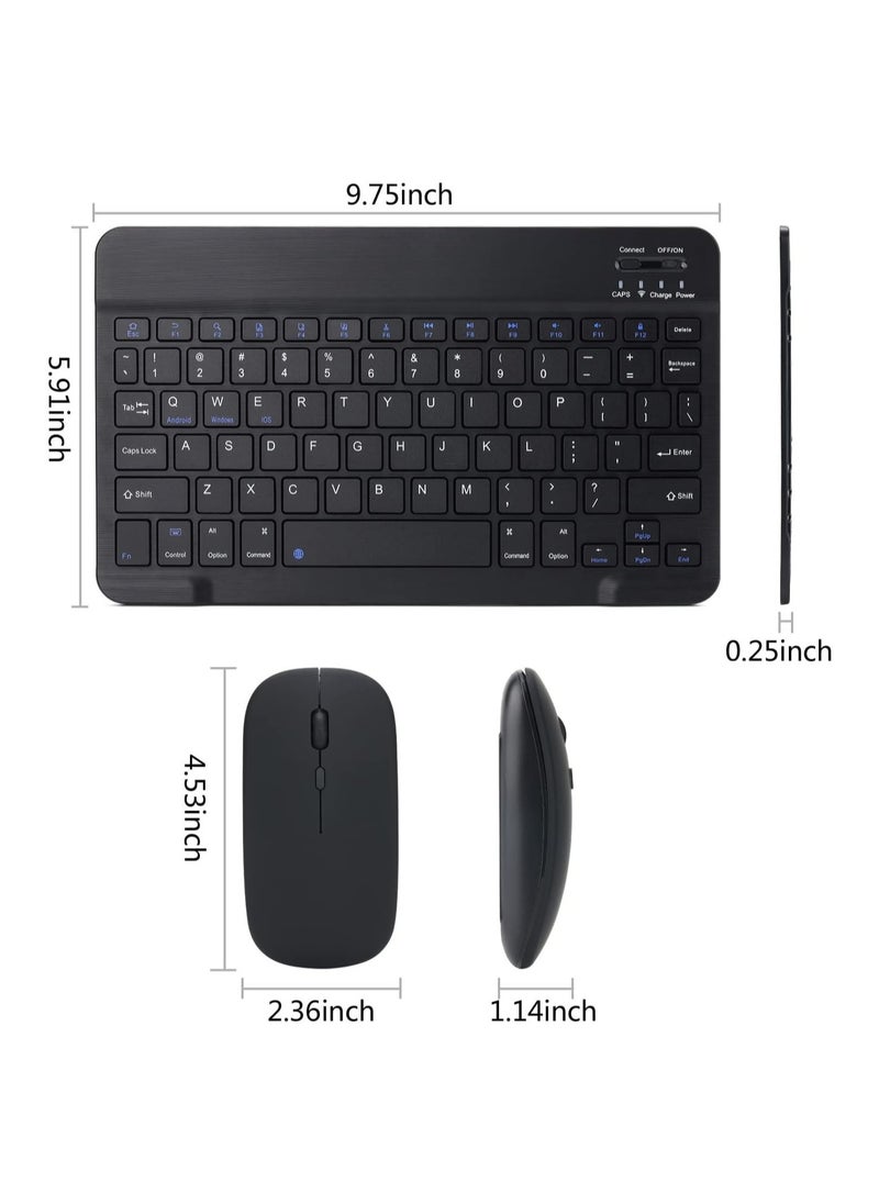 Rechargeable Bluetooth Keyboard and Mouse Combo Ultra-Slim Portable Compact Wireless Mouse Keyboard Set for Android Windows Tablet Cell Phone iPhone iPad Pro Air Mini,