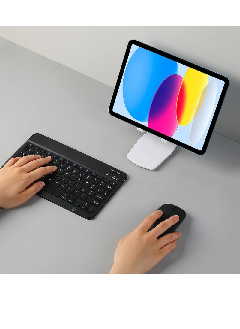 Rechargeable Bluetooth Keyboard and Mouse Combo Ultra-Slim Portable Compact Wireless Mouse Keyboard Set for Android Windows Tablet Cell Phone iPhone iPad Pro Air Mini,