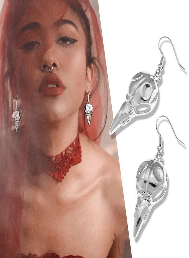 RechicGu Crow Viking Odin Bird Raven Skull Dangle Earrings Skeleton Death Devil Goth Punk Emo Steampunk - Image 2