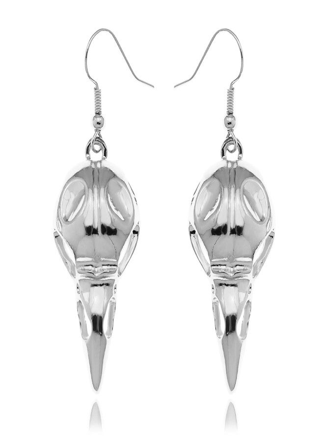 RechicGu Crow Viking Odin Bird Raven Skull Dangle Earrings Skeleton Death Devil Goth Punk Emo Steampunk - Image 1