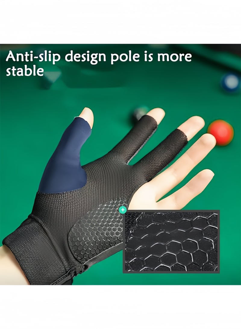 GO LOVE JOY 2 Pcs Professional Billiards Snooker Gloves Lightweight Breathable Sweat Wicking Non Slip Gloves Black and Dark Blue for Billiards Enthusiasts Pool Hall Training Club Competition Daily Practice,only Left Hand - Image 4