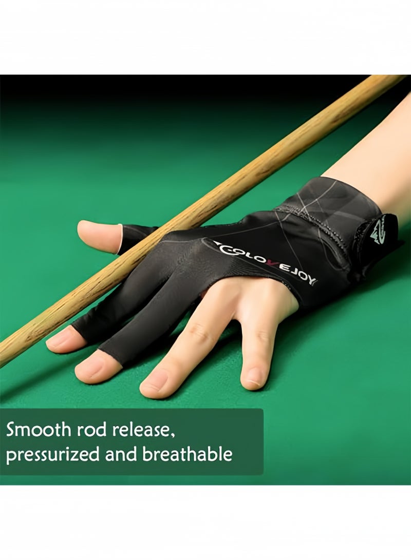 GO LOVE JOY 2 Pcs Professional Billiards Snooker Gloves Lightweight Breathable Sweat Wicking Non Slip Gloves Black and Dark Blue for Billiards Enthusiasts Pool Hall Training Club Competition Daily Practice,only Left Hand - Image 2
