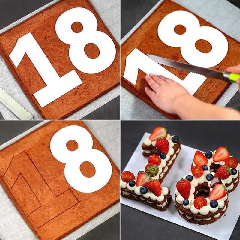 Ayatis Choco 08 Numeral Cake Tins Molds 10 Inch Arabic Number Cake Maker Decorative Fillings Layered Cake Baking Tools for DIY Wedding Birthday Anniversary White - Image 3