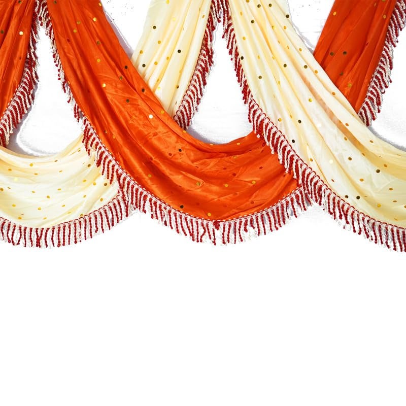 PRIYAKANT SAFAWALA PRIYAKANT SAFAWALA Ganpati Decoration Kaichi Jhalar Ideas at Home Festival Temple Wedding and Special Ganesh Chaturthi Decoration Jhalar Size Length 30 Feet and Hight 18 Inches Orange and Fown - Image 5