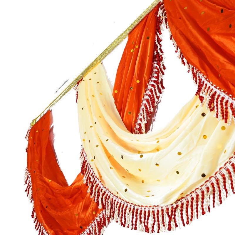 PRIYAKANT SAFAWALA PRIYAKANT SAFAWALA Ganpati Decoration Kaichi Jhalar Ideas at Home Festival Temple Wedding and Special Ganesh Chaturthi Decoration Jhalar Size Length 30 Feet and Hight 18 Inches Orange and Fown - Image 4