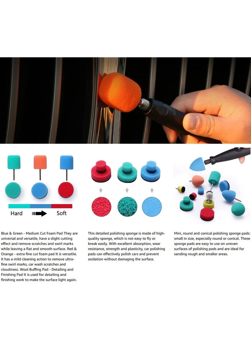 DIY Crafts DIY Crafts 22x Mini Buffing Polishing Detail Polisher Pads On Rotary Tools,Cordless Drill, Polisher Tool for Tight Area Detailing Polishing Waxing Sealing Glaze (with 1xFelt 1x Fur Pad, 5" inch Kit)  - Image 4