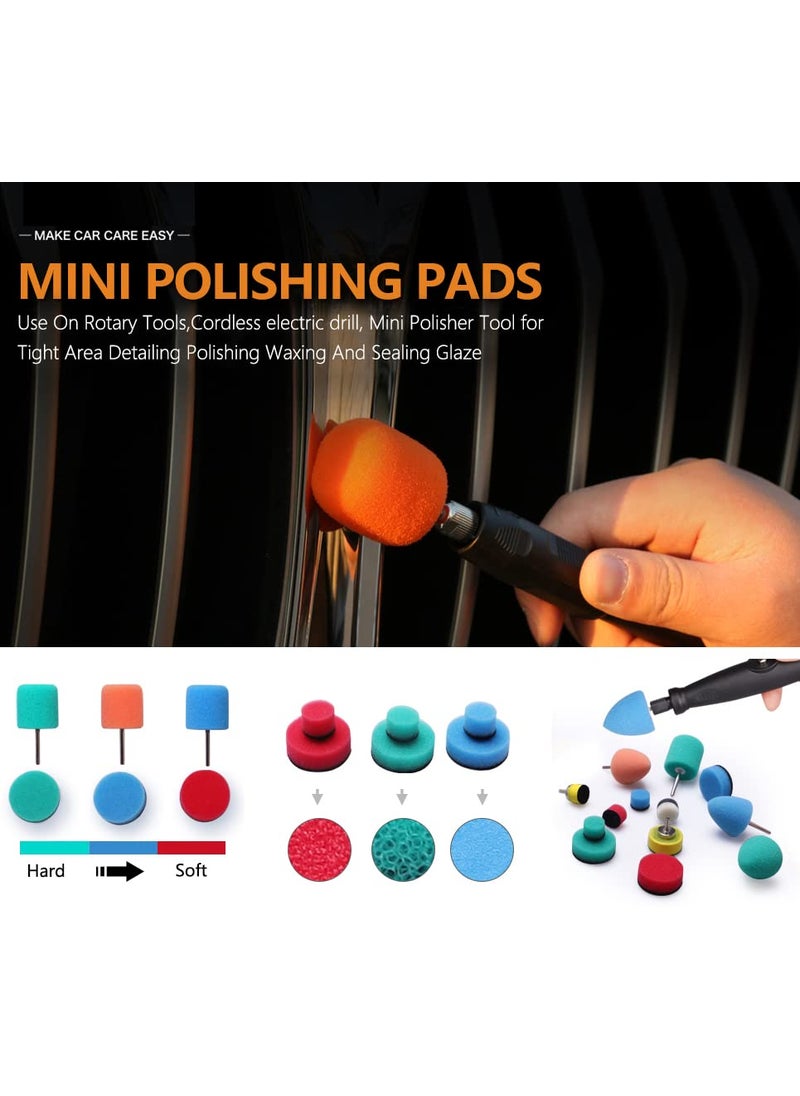 DIY Crafts DIY Crafts 22x Mini Buffing Polishing Detail Polisher Pads On Rotary Tools,Cordless Drill, Polisher Tool for Tight Area Detailing Polishing Waxing Sealing Glaze (with 1xFelt 1x Fur Pad, 5" inch Kit)  - Image 2