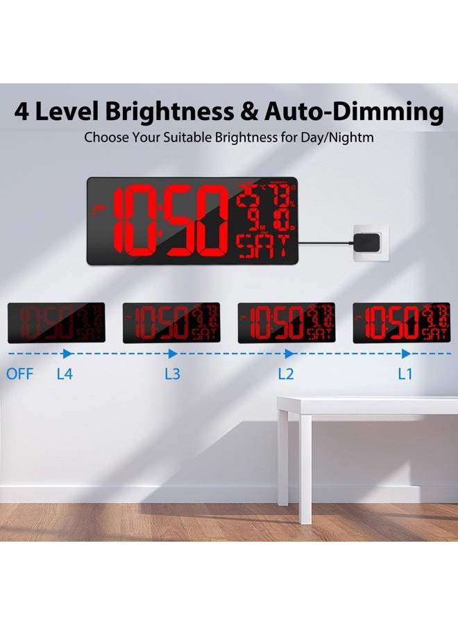 Xflyee [2024 New] 18" Digital Wall Clock Large Display/Bluetooth Sync Time, Large Wall Clock with Remote Control, Auto DST, Alarm, Temperature and Date - Easy to Read and Set Timer - Image 4