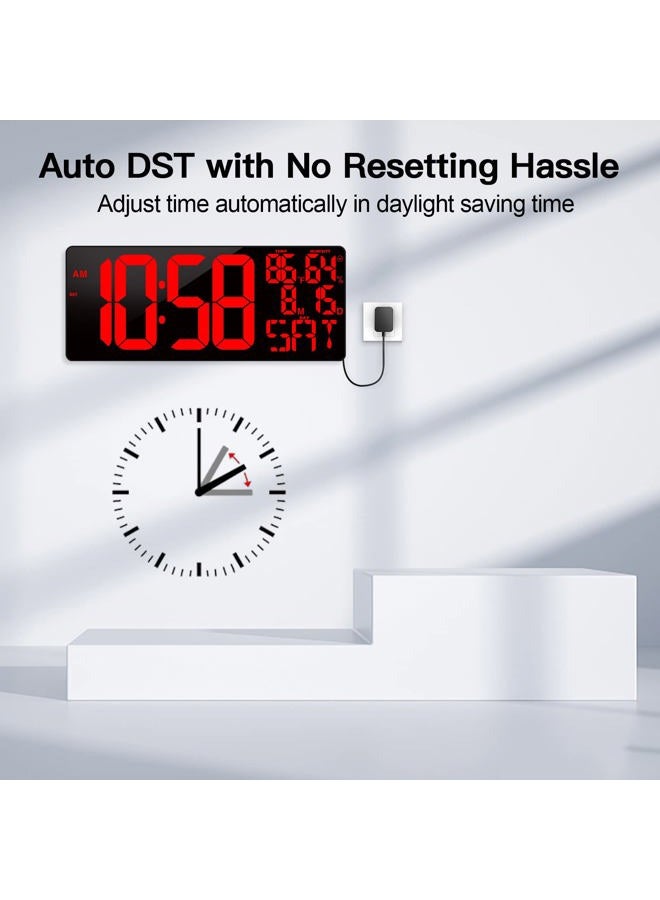 Xflyee [2024 New] 18" Digital Wall Clock Large Display/Bluetooth Sync Time, Large Wall Clock with Remote Control, Auto DST, Alarm, Temperature and Date - Easy to Read and Set Timer - Image 5