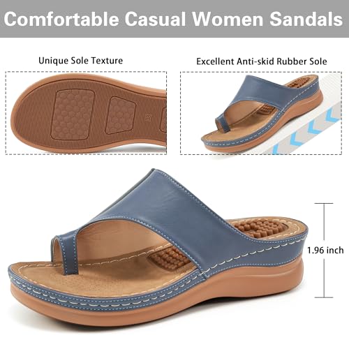 Aomigoct Sandals for Women Wedge Shoes: Comfortable Orthopedic Sandals Womens Dressy Summer Flip Flops Casual Walking Wedges - Image 3