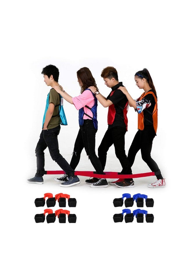 Hiverst 16 Pcs 4 Legged Race Band, Outdoor Party Group Game for Kid Adult, Cooperative Team Race for Birthday Party, Relay Race, Field Day, Team-Building, Backyard Activity Game with Carrying Pouch(2 pack）  - Image 1