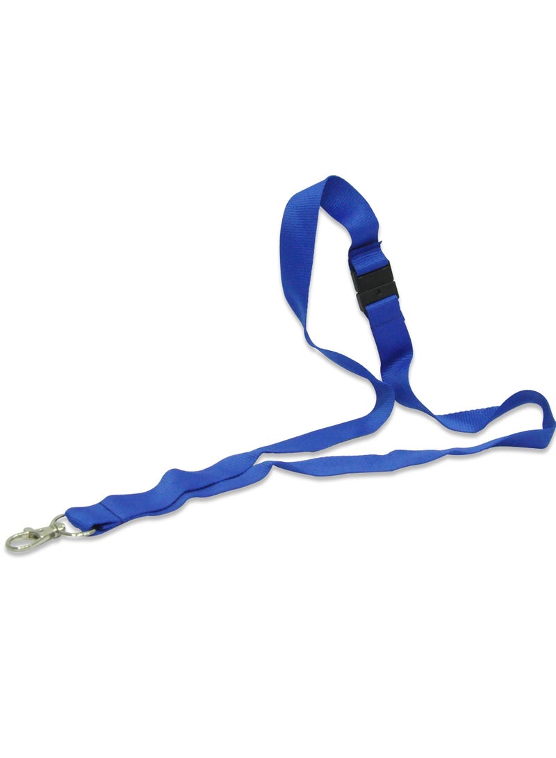 FIS Pack of 50 Pieces Flat Lanyard With Hook And Safety Buckle Badge Holder Blue - Image 1