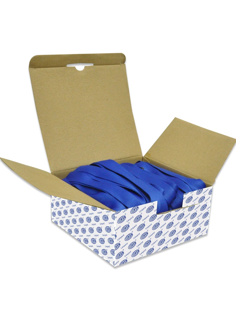 FIS Pack of 50 Pieces Flat Lanyard With Hook And Safety Buckle Badge Holder Blue - Image 2