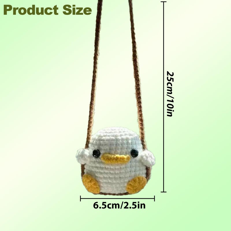 FOWSEEK Crochet Swinging Duck Car Mirror Hanging Accessories, Cute Car Decorations for Women Aesthetic, Handmade Knitted Rearview Mirror Accessories Crochet Duck Home Office Decor Ornaments - Image 2