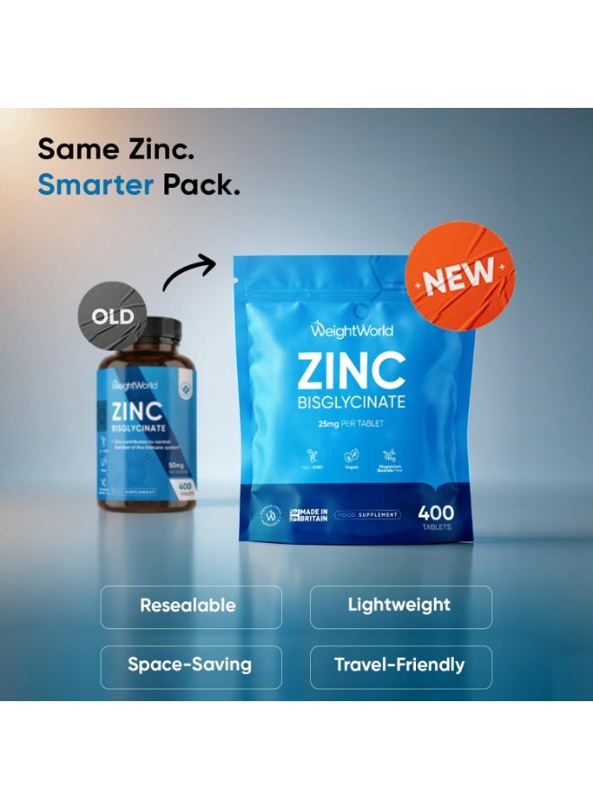 WeightWorld Zinc Supplements - 25mg per Tablet - 400 Zinc Tablets - 6+ Months Supply - 2 per Day - Bioavailable Bisglycinate Form - No Artificial Flavours - Easy to Take - Non-GMO & Magnesium Stearate-Free - Image 4
