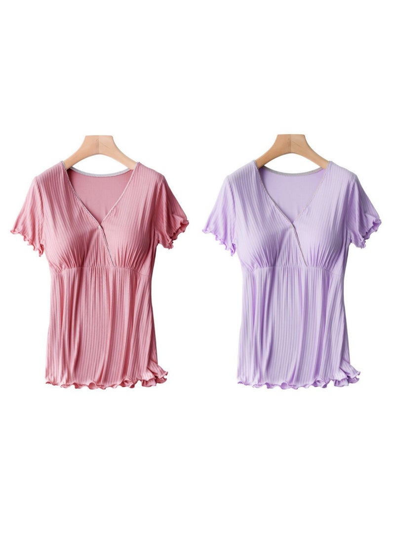 2-PACK Pregnant women postpartum feeding home clothes nursing tops - Image 1