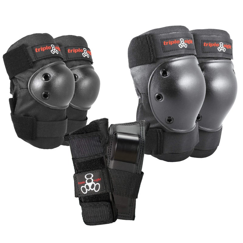 Triple Eight Saver Series Pad Set with Kneesavers, Elbowsavers and Wristsavers, Large, Black - Image 1