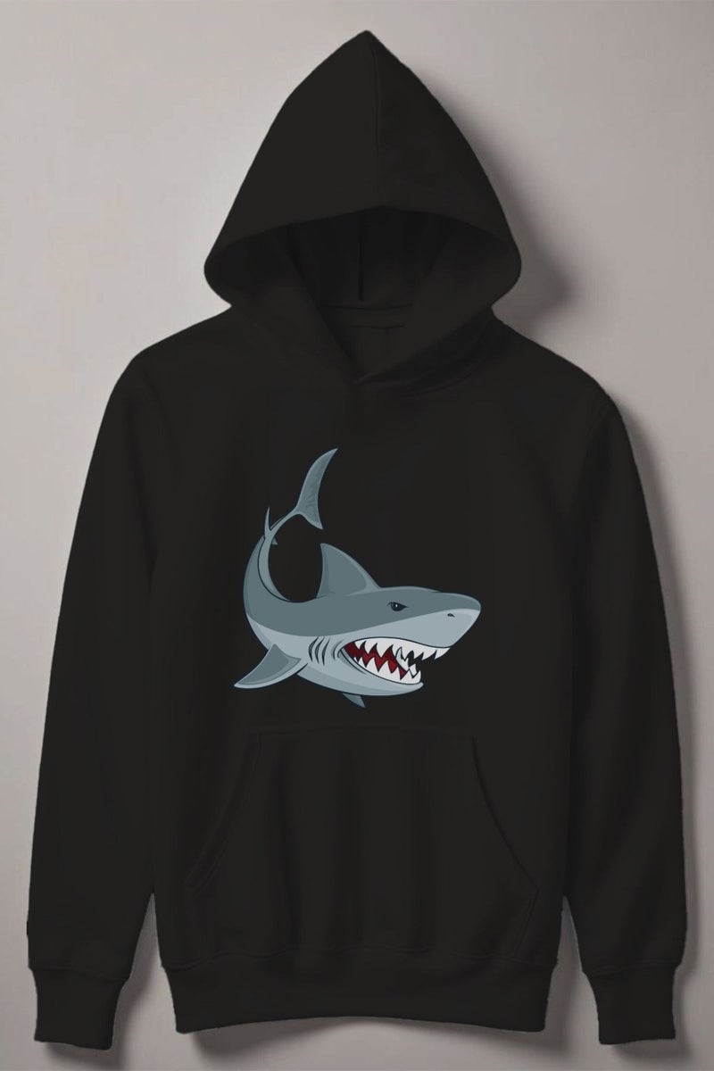 Myada Shark Printed Hooded Kids Sweatshirt 12490  - Image 1